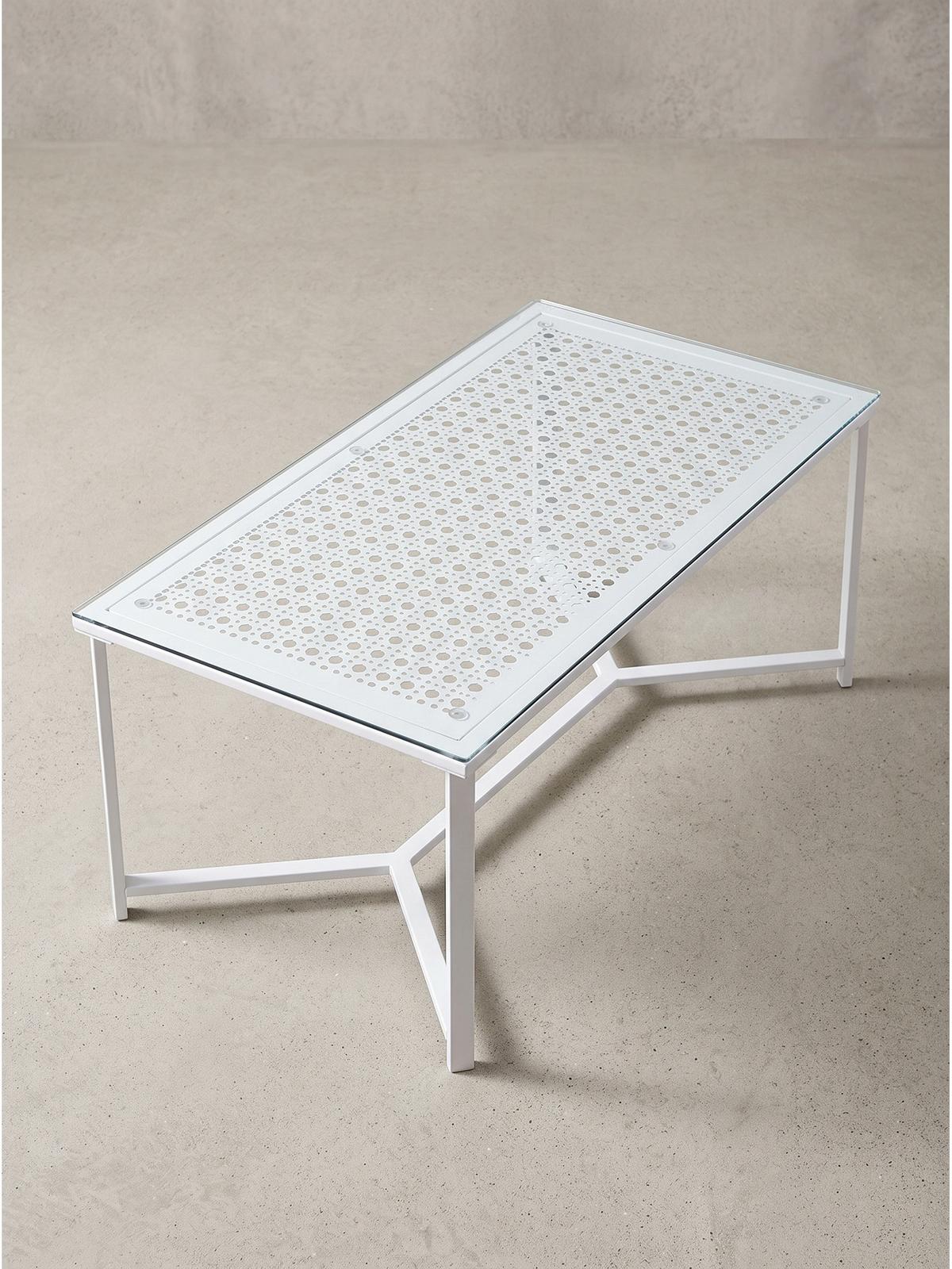 COUCHTISCH ALCUDIA, Einscheibensicherheitsglas, Weiß, 100 x 50 x 42 cm - Weiß, Glas/Metall (50/100/42cm) - KADIMA DESIGN