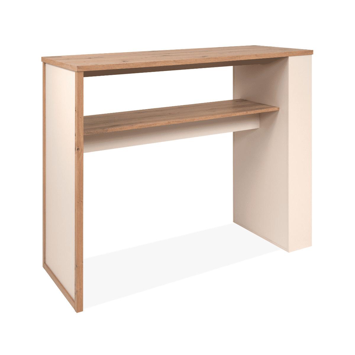 BAR-TISCH 4 Fächer, Eicheneffekt und Kaschmir 55/138/110 cm - Eschefarben, Holzwerkstoff (57.5/55/138cm) - Calicosy