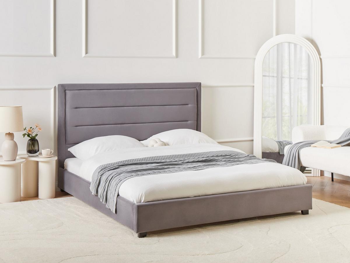 WASSERBETT 160/200 cm Dunkelgrau Rouen - Dunkelgrau, Textil (160/200cm) - Beliani