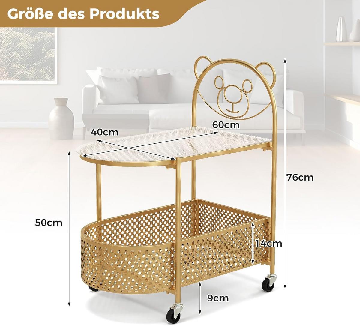BEISTELLTISCH Gold - Goldfarben, Metall (40/60/76cm) - COSTWAY