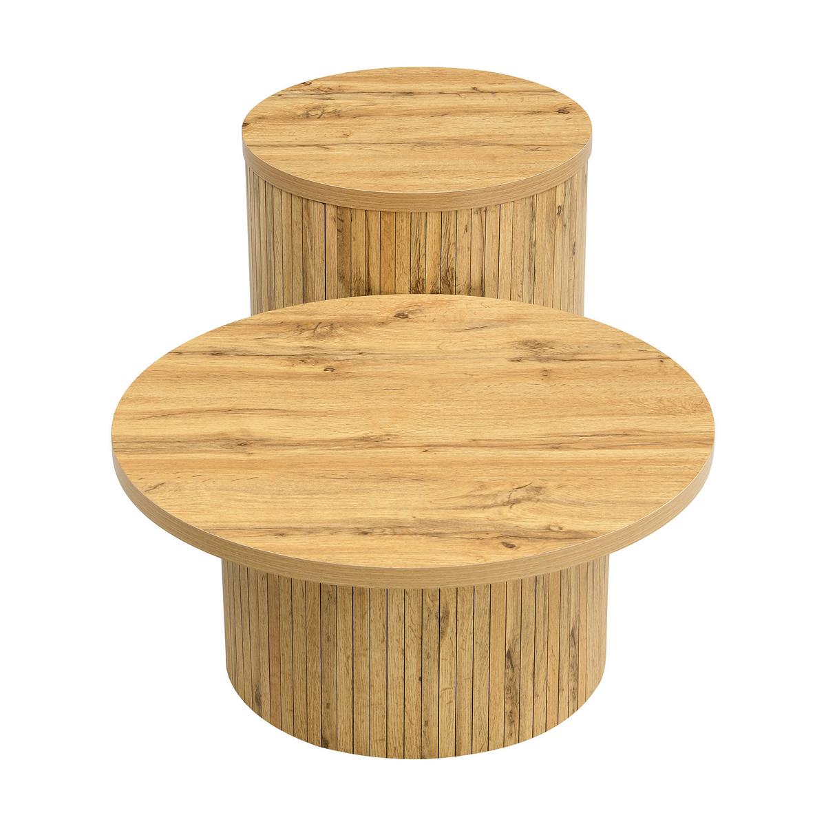 COUCHTISCH-SET Rund Ø75/50 cm Naturholzoptik im Skandi-Design - Naturfarben, Holzwerkstoff (75/75/36cm) - Urban Meuble