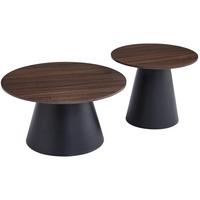 COUCHTISCH-SET Lunnea 80 cm - Nussbaumfarben/Schwarz, Holzwerkstoff/Metall (80/80/42cm) - Selsey