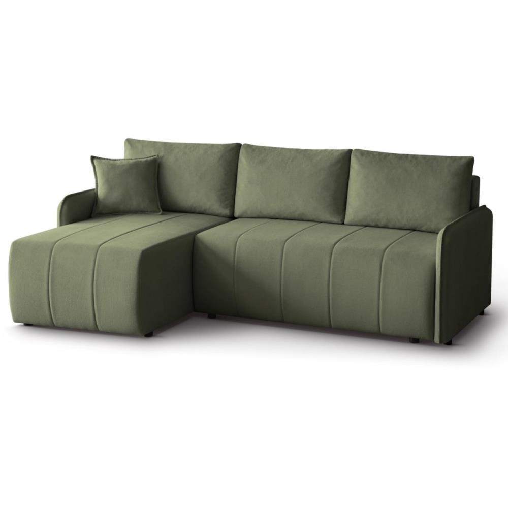 ECKSCHLAFSOFA Capri grün - Schwarz/Grün, Kunststoff/Textil (223/156cm) - Beautysofa