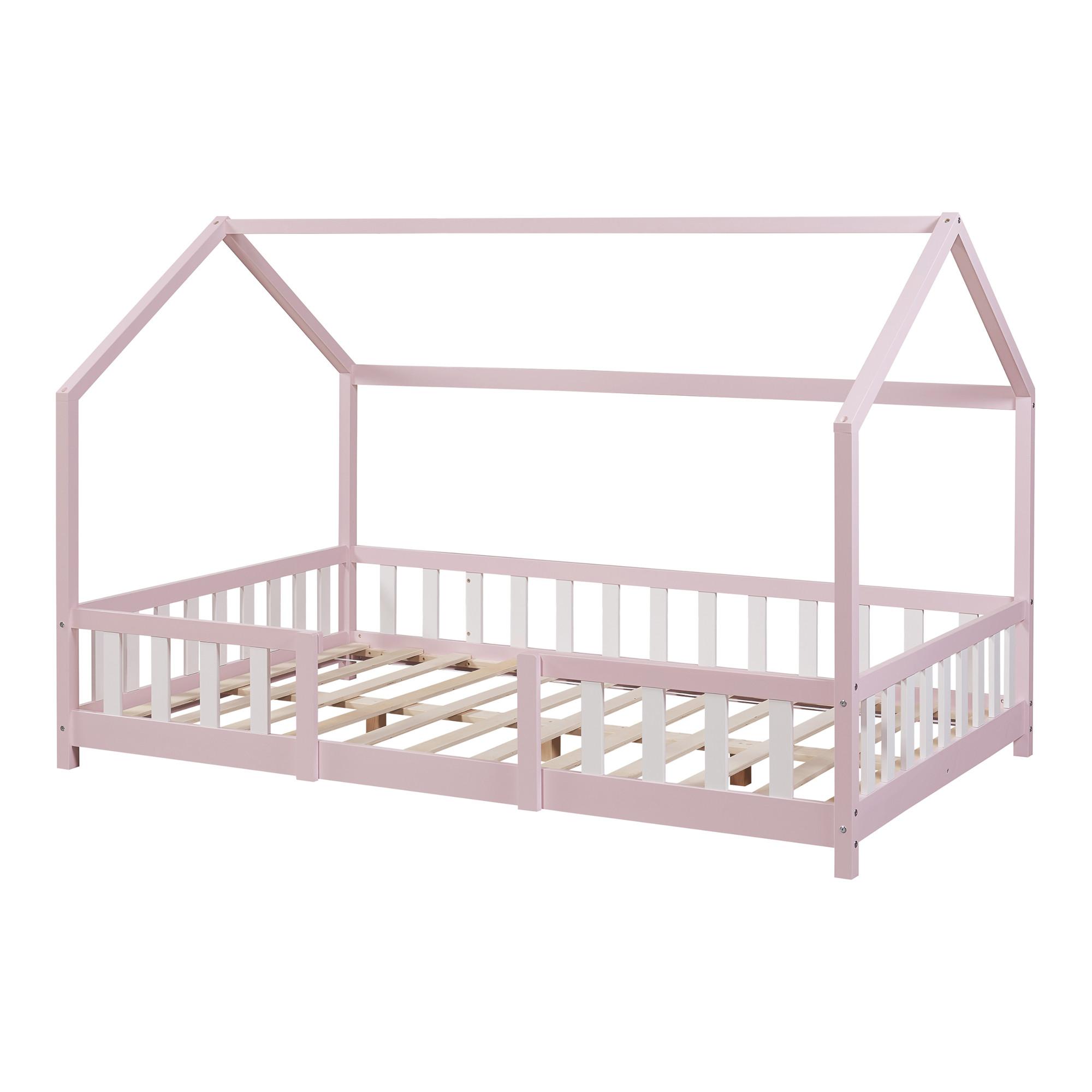 HAUSBETT Sisimiut - Pink/Weiß, Holz (120/200cm) - [en.casa]