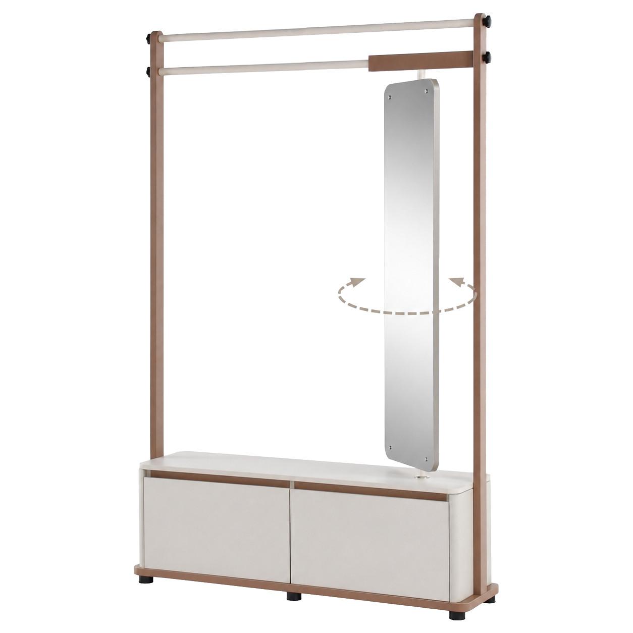 GARDEROBE Boreo mit 2 Türen und drehbarer Spiegel, 125 cm, Kaschmir+Hellbraun - Kaschmir/Hellbraun, Metall (125/183/30cm) - Beautysofa