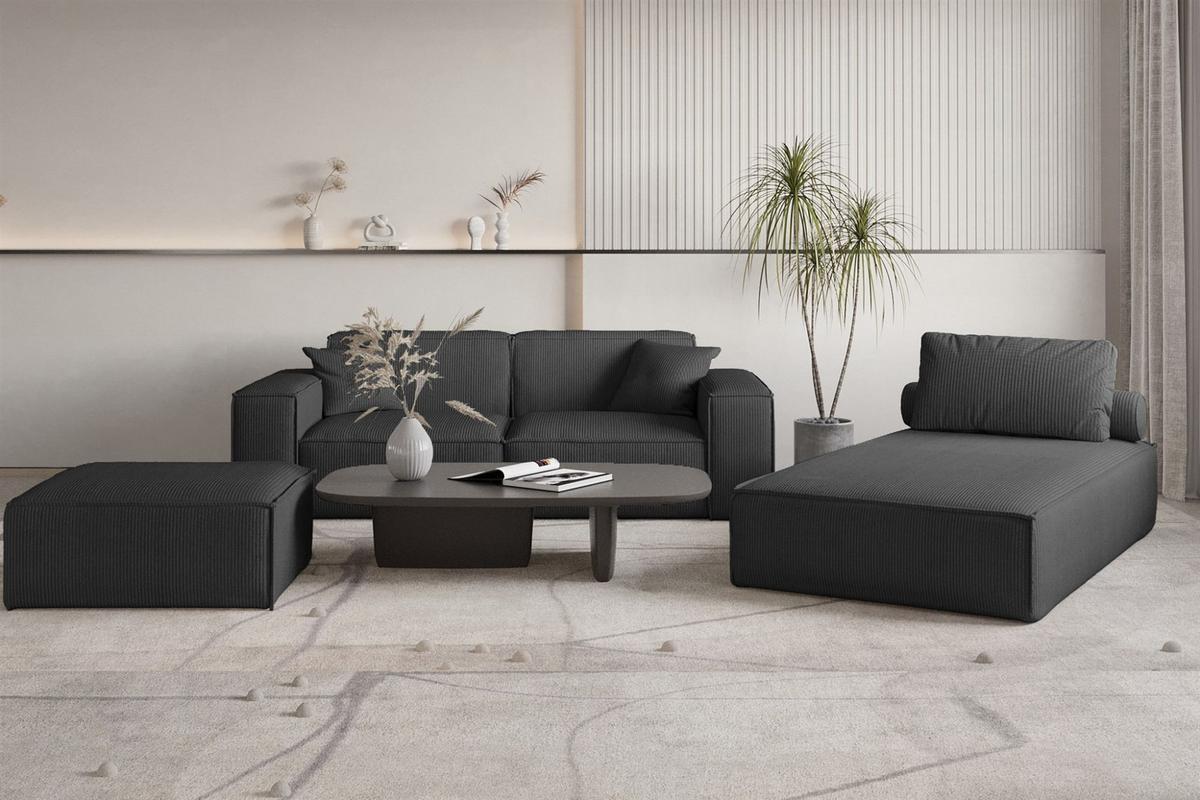 POLSTERHOCKER Celes Premium 85x85cm - Schwarz, Holzwerkstoff/Textil (85/40/85cm) - Fun Möbel