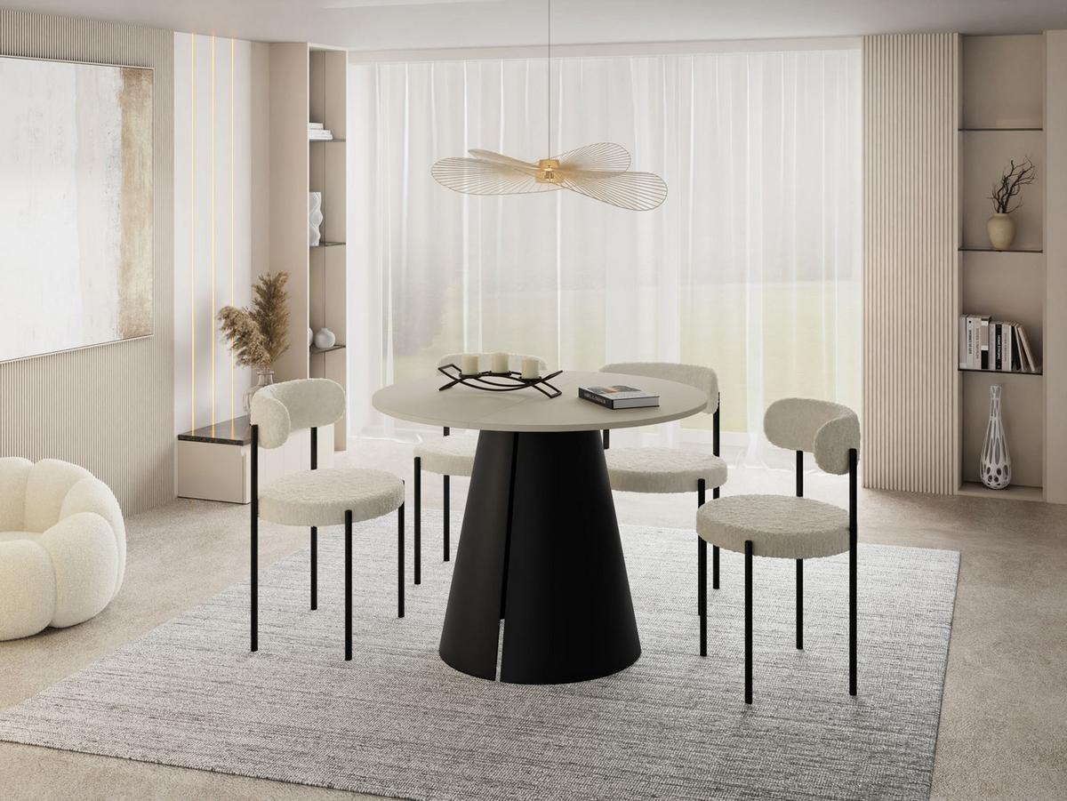 ESSTISCH Lamio runder ausziehbarer, Beige Cashmere 100-180/100/76 cm - Kaschmir/Beige, Holzwerkstoff/Metall (100/176/76cm) - WFL GROUP