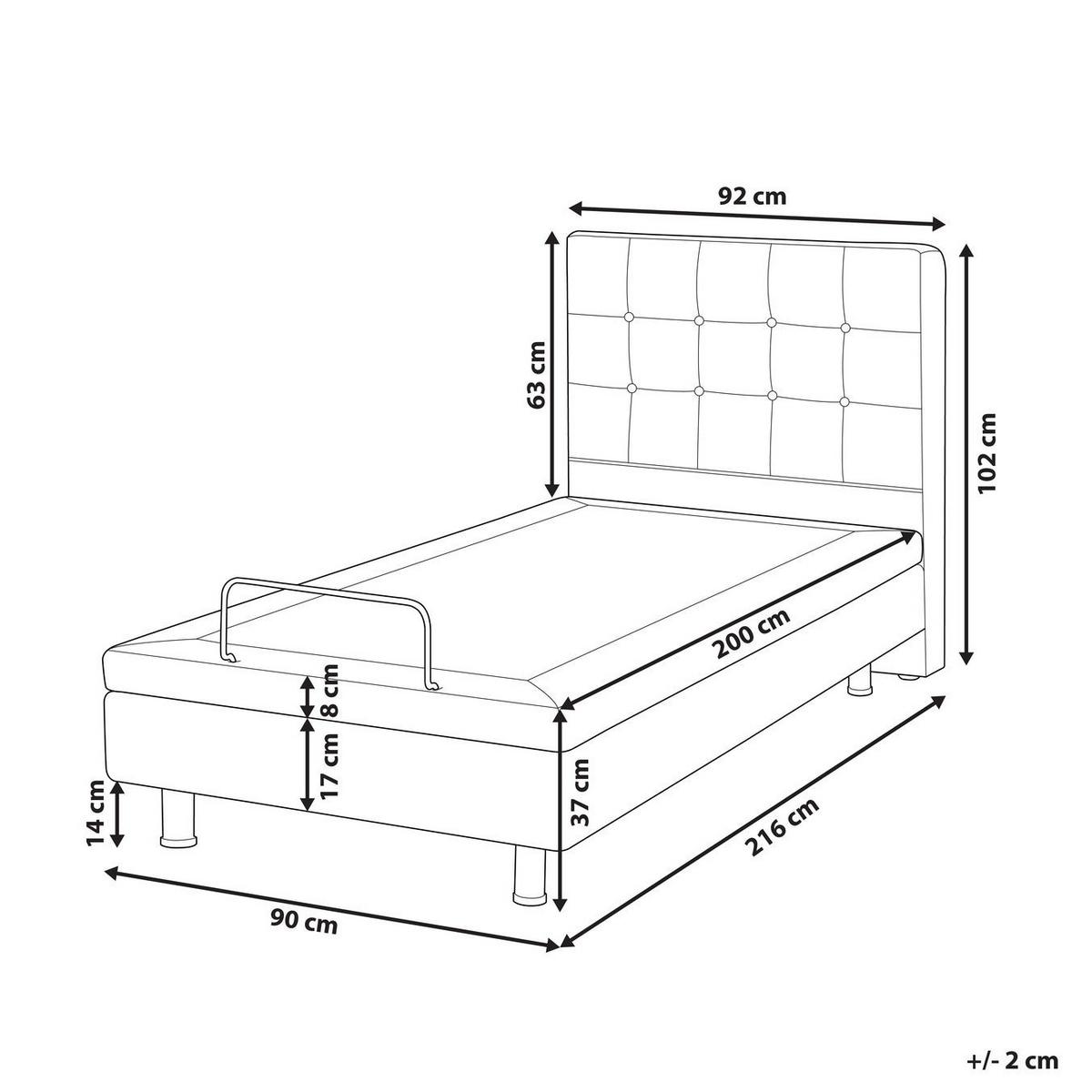 BETT verstellbar 90/200 cm Bouclé Cremeweiß Duke - Creme, Textil (90/200cm) - Beliani