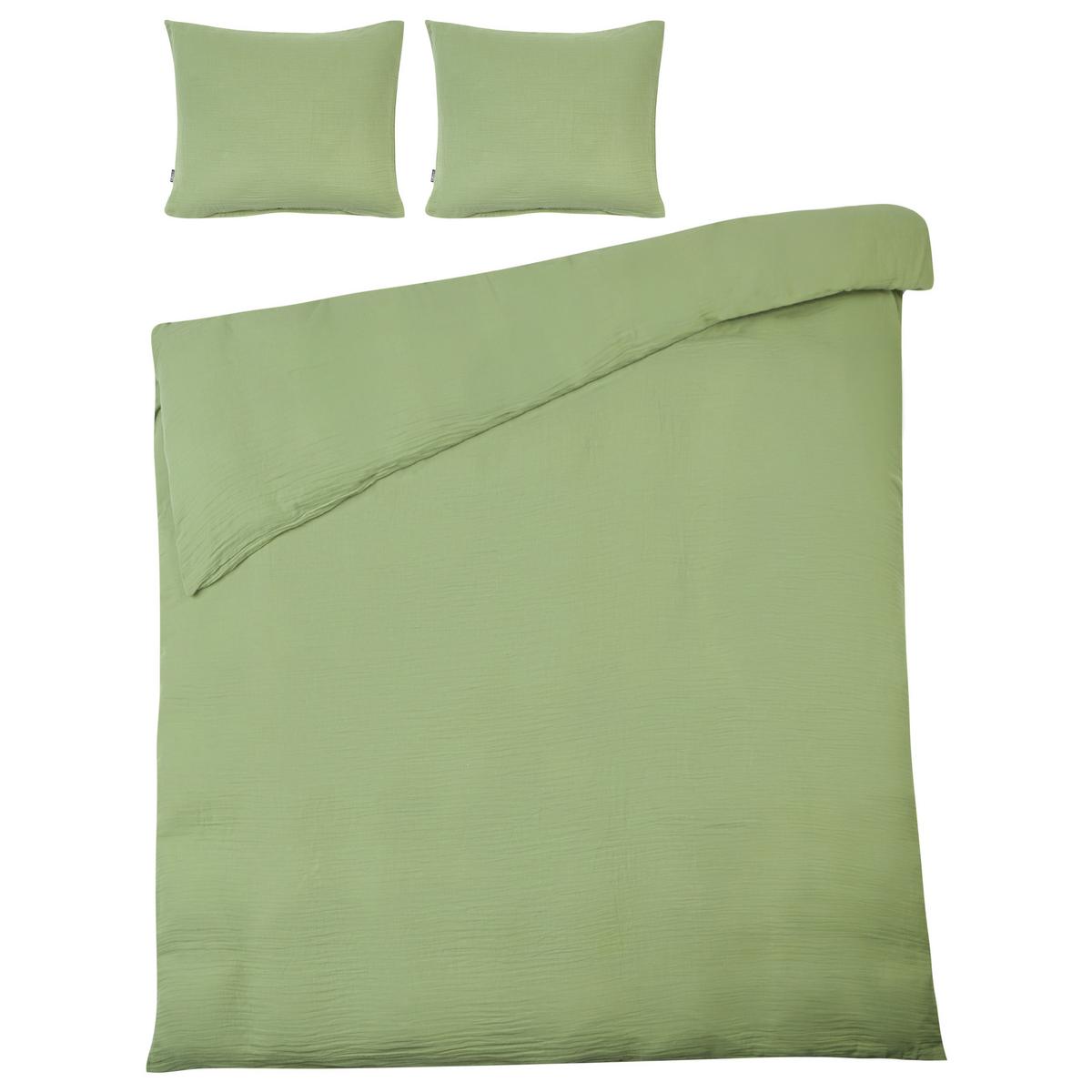 BETTWÄSCHE-SET 150/200 cm Baumwollmusselin Grün Sumner - Grün, Textil (150/200cm) - Beliani