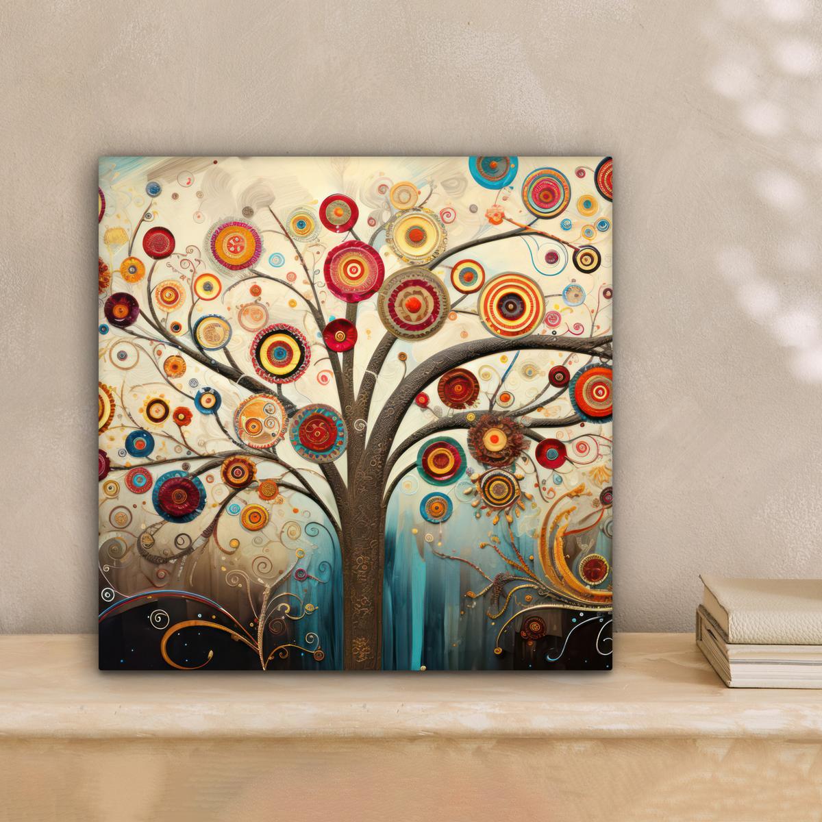LEINWANDBILD Baum - Baum des Lebens - Farbe Deko Wohnzimmer 20x20 cm - Braun, Textil (20/20cm) - MuchoWow