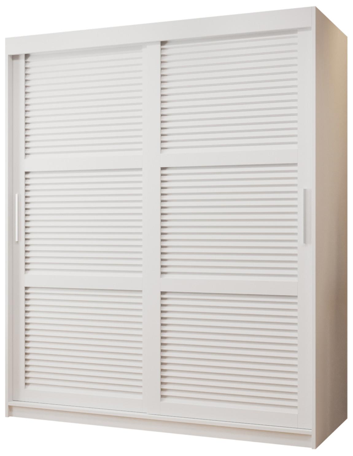 SCHWEBETÜRENSCHRANK 200/150/62 2-türig - Silberfarben/Weiß, Holz/Kunststoff (150/200/62cm) - MÖBEL KRYSPOL