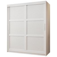 SCHWEBETÜRENSCHRANK 200/150/62 2-türig - Silberfarben/Weiß, Holz/Kunststoff (150/200/62cm) - MÖBEL KRYSPOL
