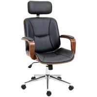 BÜROSTUHL Kunstleder Schwarz - Walnussfarben/Schwarz, Leder/Holz (65/125/66cm) - Vinsetto