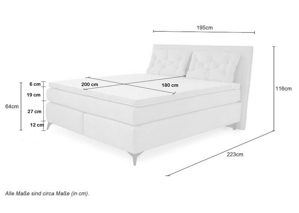 BOXSPRINGBETT 180x200 cm mit Bonell-Wende-Federkernmatratzen H2/H3, Bonell-Federkernpolsterung, PU-Schaum-Topper, 2 Kissen, Chenille Anthrazit / 20031 - Anthrazit/Schwarz, Textil/Metall (180/200cm) - luma-home