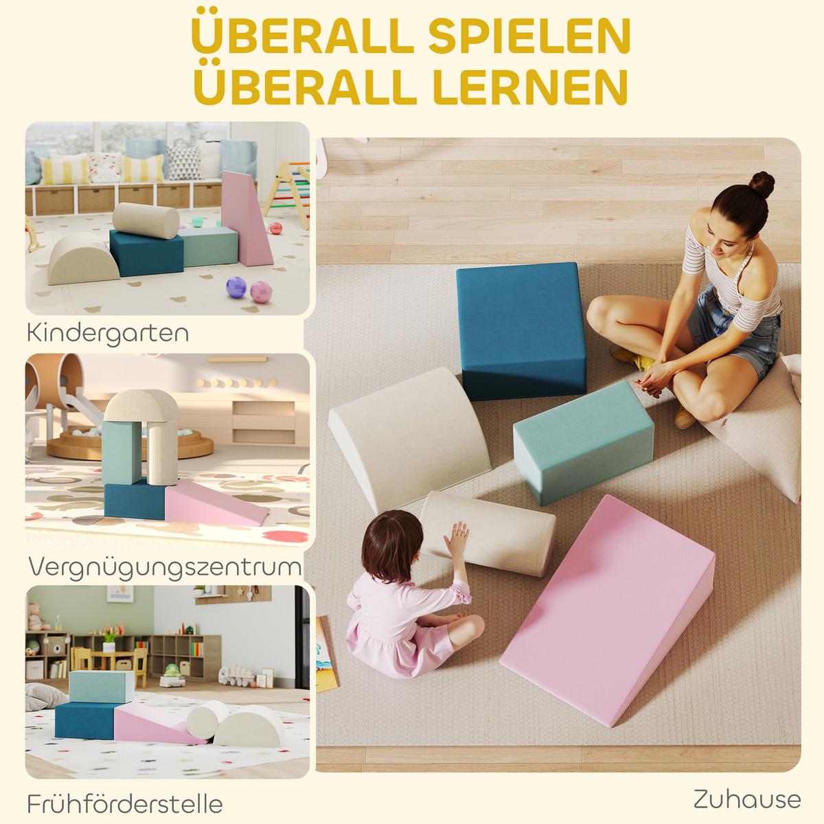 SCHAUMSTOFF-BAUSTEINE für Kinder 5er Set Samtoptik - Multicolor, Textil (40.6/61cm) - AIYAPLAY