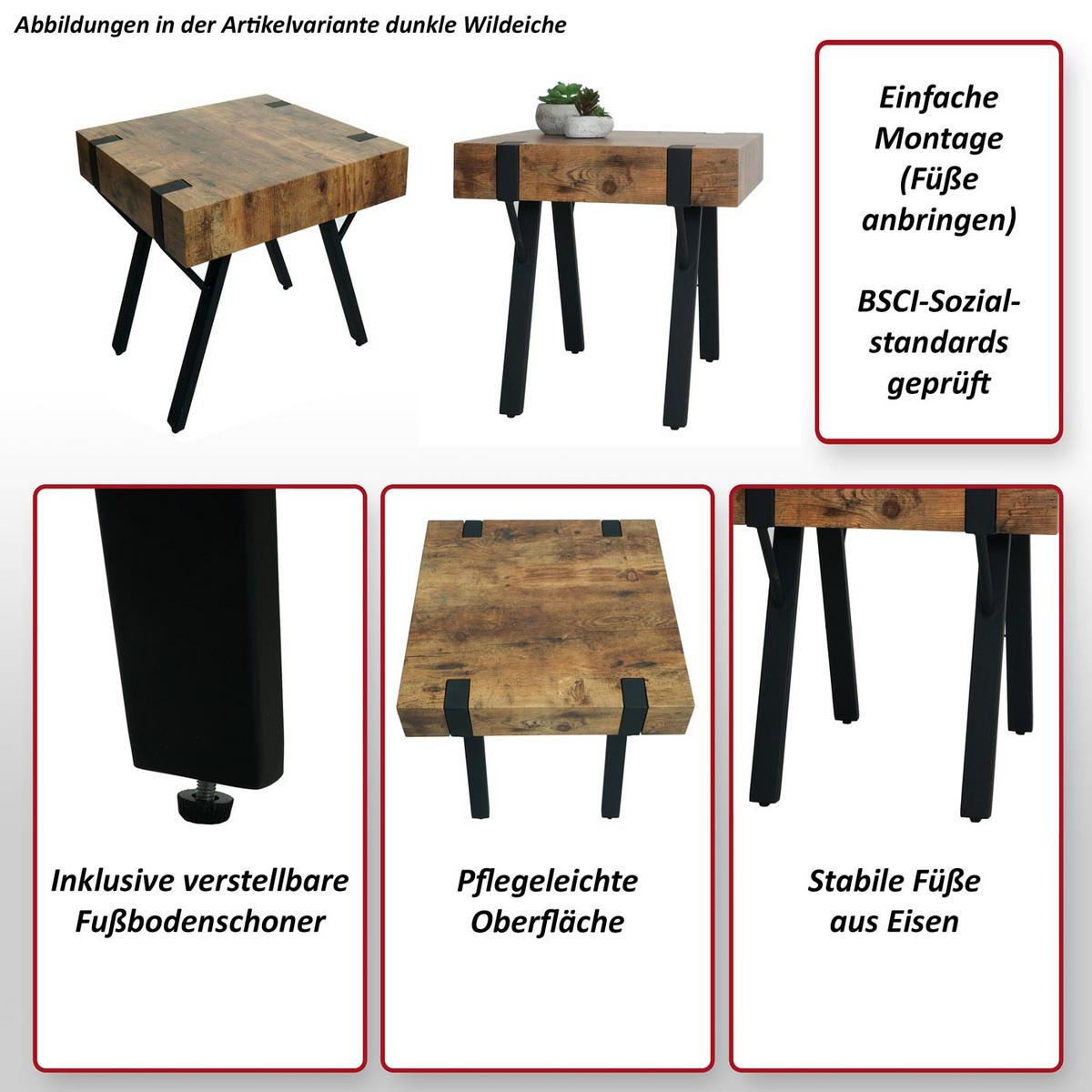 BEISTELLTISCH quadratisch Grau - Grau, Holz (50/50/50cm) - MCW