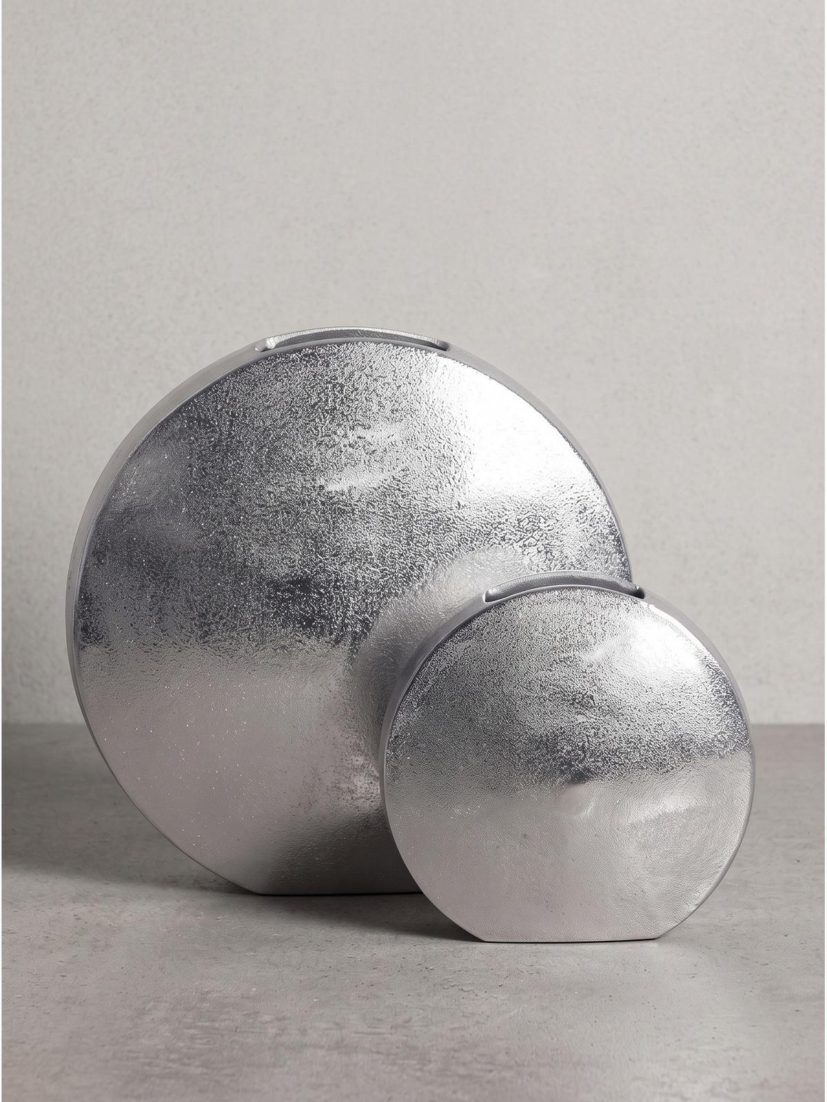 VASEN 2er-Set BERLENGA, Aluminium, handgefertigt, Silber, 35 x 13,5 x 34 cm - Silberfarben, Metall (34cm) - KADIMA DESIGN