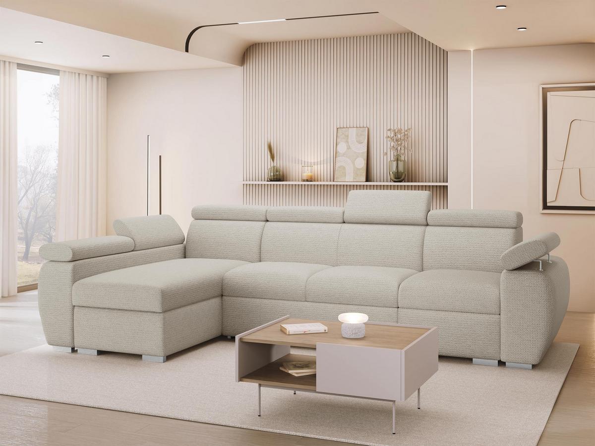 ECKSOFA Boston LCP, Seite: Links LCP+2R+1P(65) - Silberfarben/Creme, Holz/Textil (320/170cm) - MIRJAN24