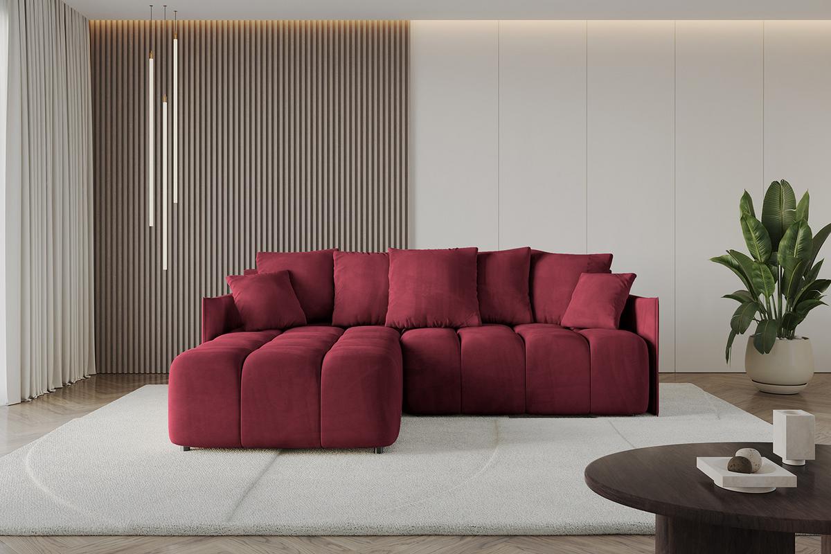 ECKSOFA Ottomane links LONLI-L 251x189x68 Bordeaux Velours - Bordeaux, Holzwerkstoff/Kunststoff (251/189cm) - ALTDECOR
