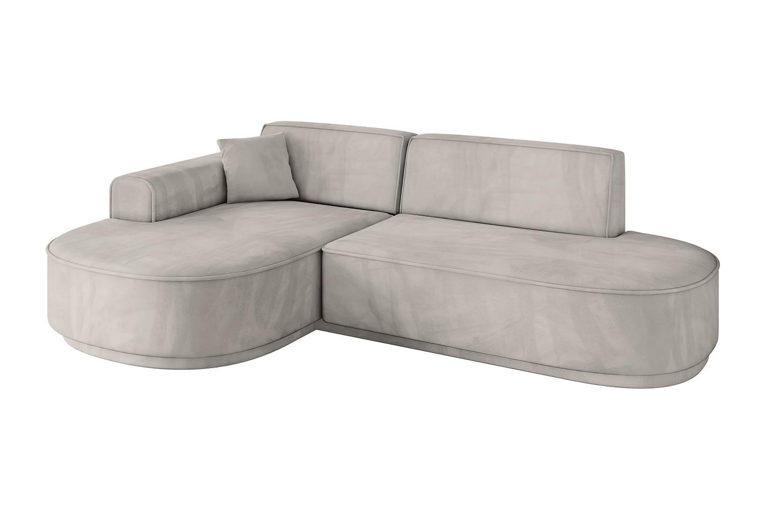 ECKSOFA Ottomane Links MARI-L1-v3 - 243x171x83 cm Hellbraun Velours - Hellbraun/Schwarz, Holzwerkstoff/Kunststoff (243/171cm) - ALTDECOR