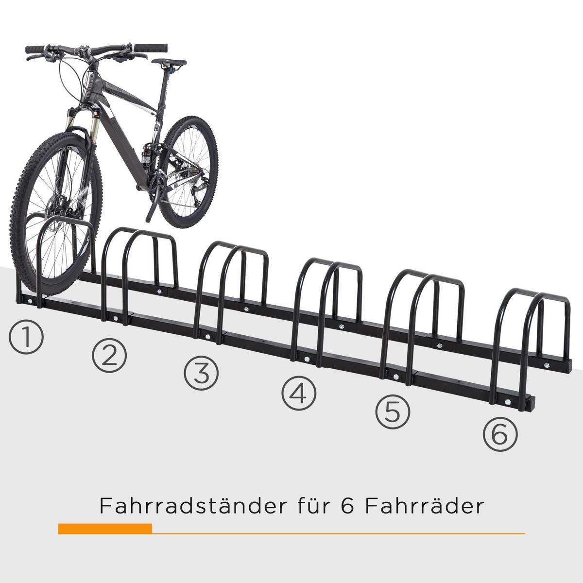 FAHRRADSTÄNDER Aufstellständer Radständer Mehrfach Bike bis 6 Fahrräder Stahl - Schwarz, Metall (33/27/179cm) - HOMCOM