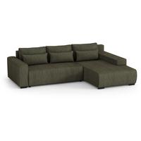 ECKSCHLAFSOFA Benny olivgrün rechts - Schwarz/Olivgrün, Kunststoff/Textil (271/185cm) - Beautysofa