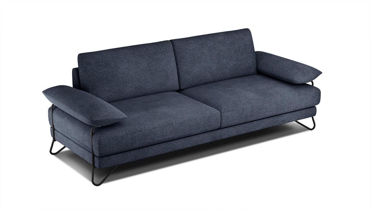 SOFA LORI 3-Sitzer, dunkelblau - Schwarz/Dunkelblau, Holzwerkstoff/Textil (245/87/96cm) - Wozimo