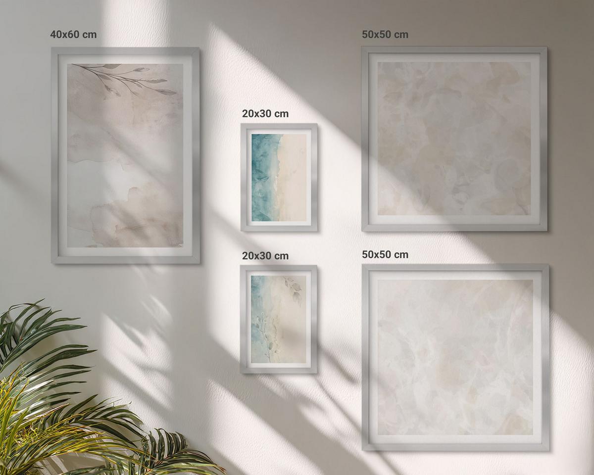 BILDER SET 5er Set - 50x50 cm & 20x30 cm & 40x60 cm Silberner Rahmen - Aquarellmalerei-Textur - Silberfarben, Kunststoff (40/60cm) - TULUP