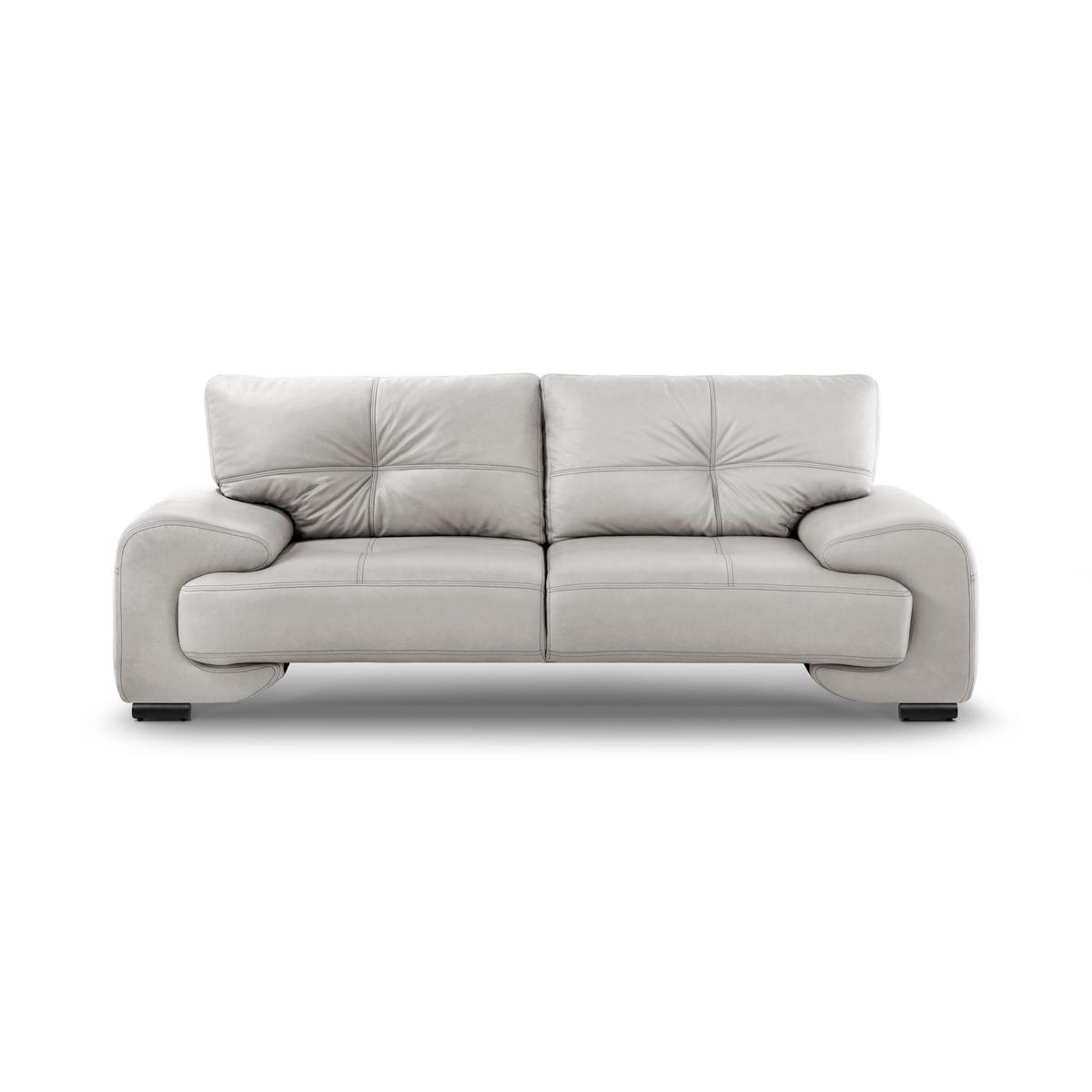 3-SITZER SOFA Omega aus Kunstleder, Hellgrau - Hellgrau/Schwarz, Leder (225/88/98cm) - Beautysofa