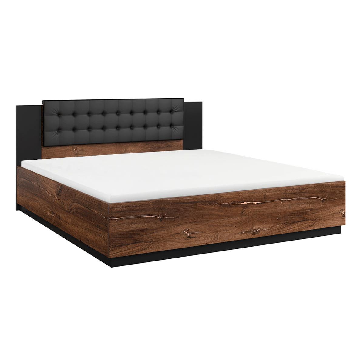 BOXBETT 160/200 Alec Dunkles Holz und Schwarz - Schwarz, Holzwerkstoff (160/200cm) - Petits-meubles