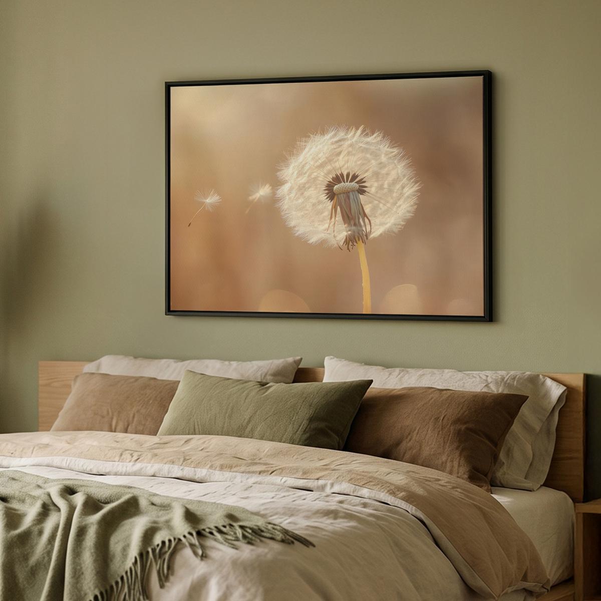 LEINWAND Bilder mit Rahmen - Löwenzahn - Beige - Natur - Blume - 100x70 - Hellbraun, Textil (100/70cm) - MuchoWow