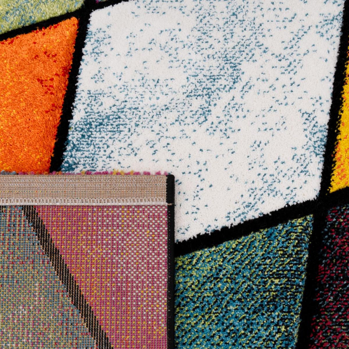 KURZFLORTEPPICH, mit Rautenmuster, aus Polypropylen, Mehrfarbig, 120 x 170 cm - Multicolor, Textil (170/120cm) - KADIMA DESIGN