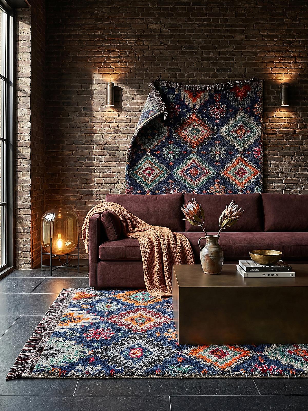 HOCHFLORTEPPICH mit Fransen TAFRAUT, im Berber-Stil, Marineblau, 200 x 300 cm - Blau, Textil (300/200cm) - KADIMA DESIGN