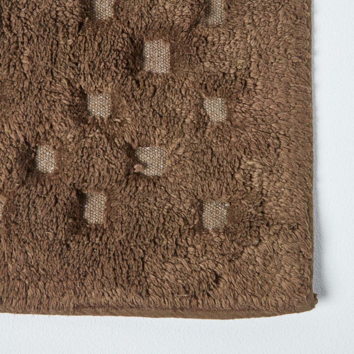 BADEMATTE 45/75 cm Karo-Bordüre, Baumwolle - Braun, Textil (45/75cm) - Homescapes