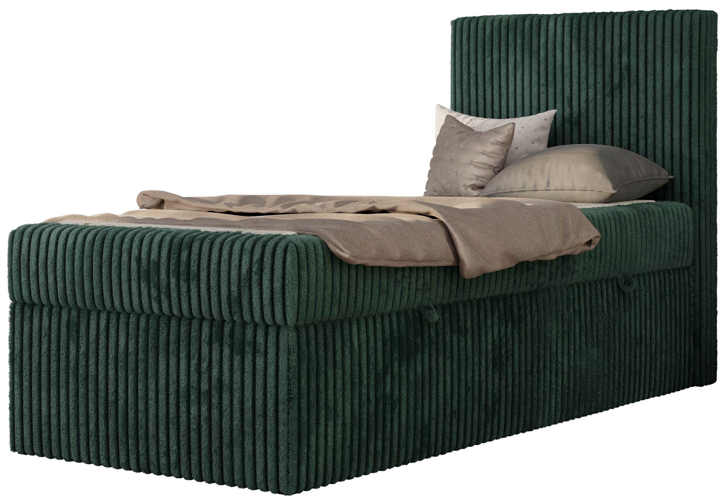 JUGENDBETT TILIO 90/200 - Dunkelgrün - H3 - Rechts Seite - Dunkelgrün, Textil (200/90cm) - MKS
