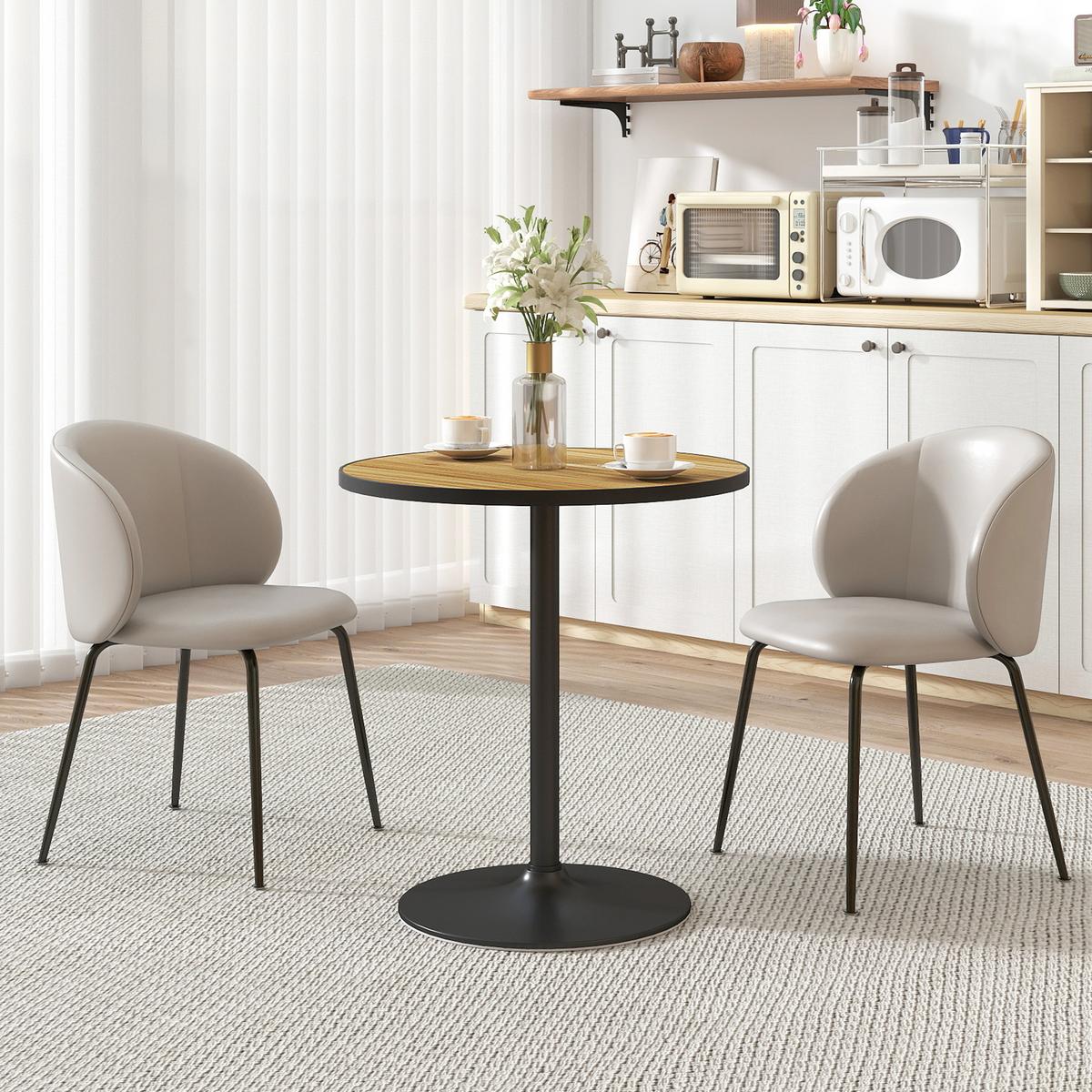 ESSTISCH, Runder Küchentisch, Moderner Esszimmertisch mit Holzoptikplatte, Eiche - Eichefarben, Holz (70/70/76cm) - HOMCOM