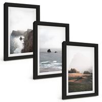 BILDER SET 3er Set - 20x30 cm Schwarzer Rahmen - Landschaften aus Bergen und Meer - Schwarz, Kunststoff (20/30cm) - TULUP