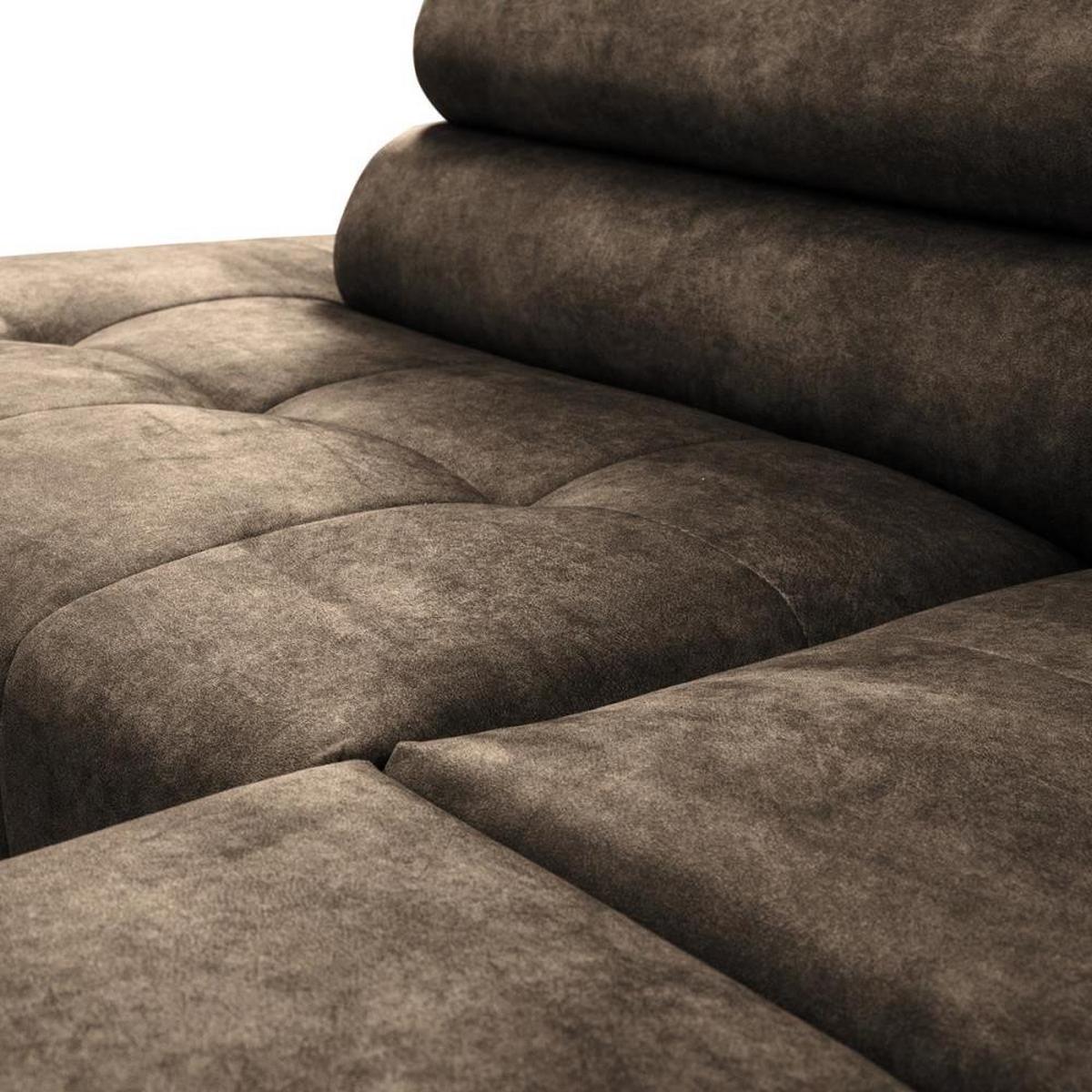 WOHNLANDSCHAFT Sorento U mit Schlaffunktion braun - Schwarz/Braun, Textil/Metall (345/87/205cm) - Beautysofa