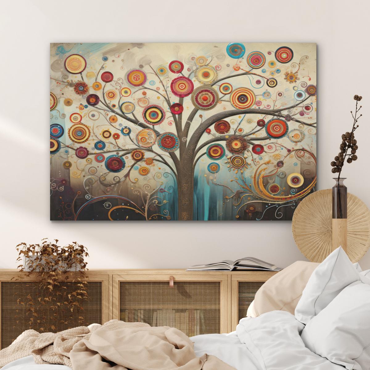 AKUSTIKBILD Baum - Baum des Lebens - Farbe Wandbild Wohnzimmer 100x70 cm - Braun, Kunststoff (100/70/0.9cm) - MuchoWow
