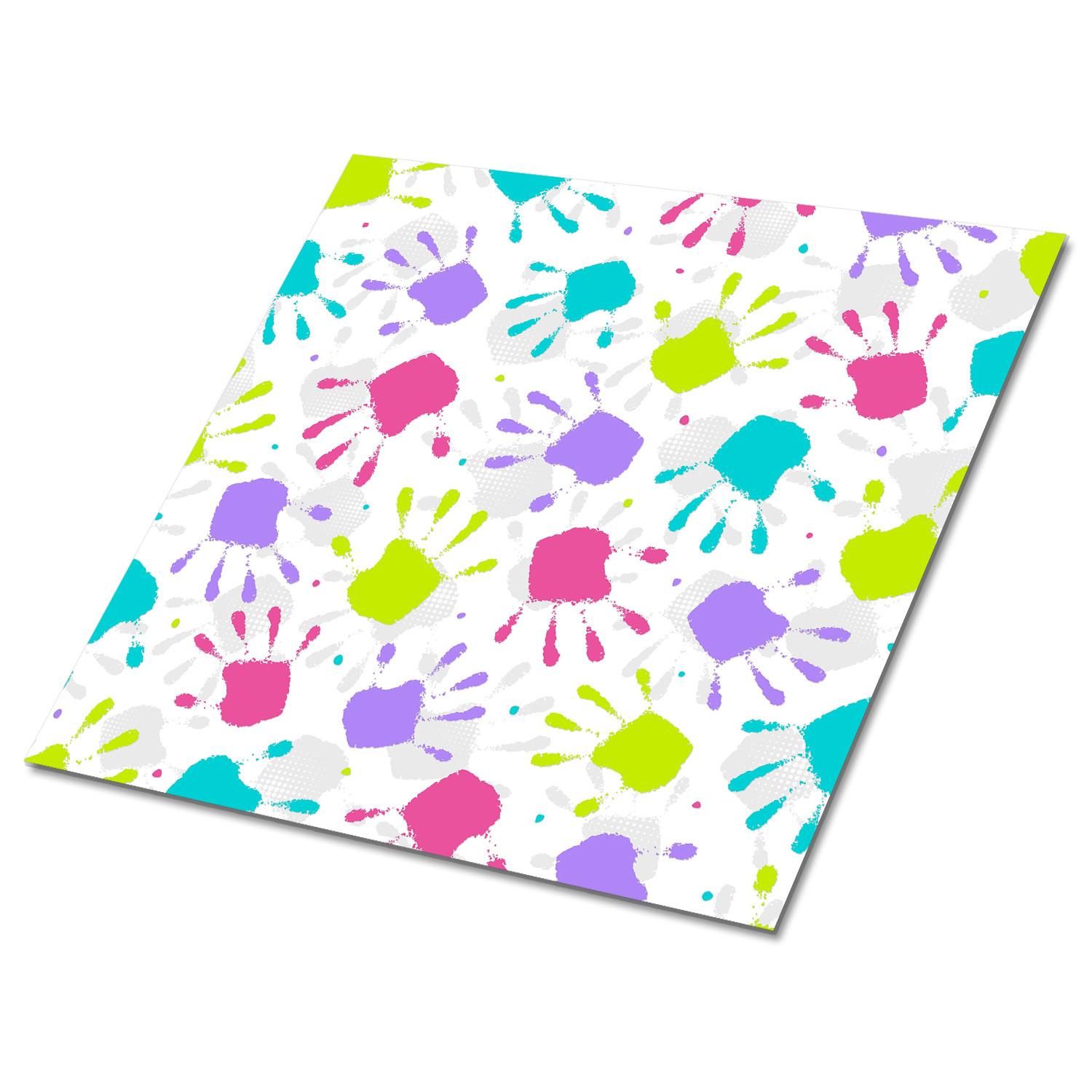 SELBSTKLEBENDE Wandfliesen 9 Stück 30x30 cm - Handabdrücke - Multicolor, Textil (30/1.6/30cm) - TULUP