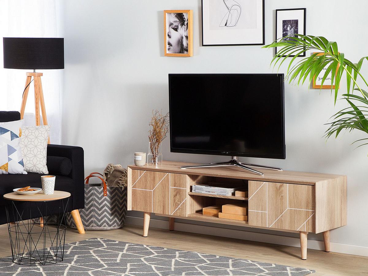 TV-MÖBEL Hellbraun FRANKLIN 39/150/51 cm - Hellbraun, Holzwerkstoff (150/51/39cm) - Beliani