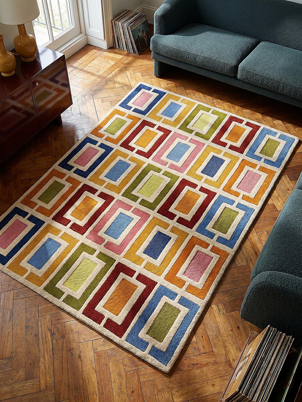 WOLLTEPPICH DERWENT, geometrisch, Orange-Bunt, 160 x 230 cm - Multicolor, Textil (230/160cm) - KADIMA DESIGN