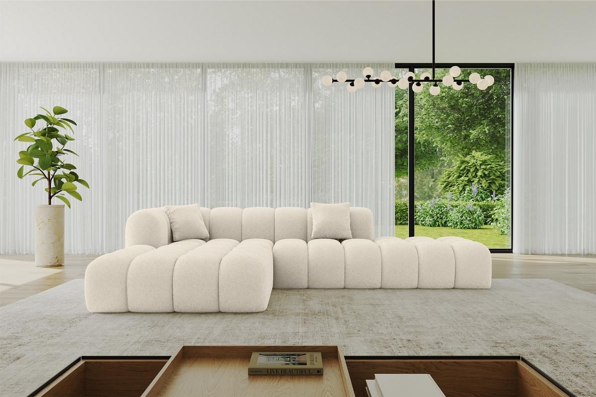 ECKSOFA Ottomane Links OLEA-L2 - 289x176x71 cm Creme - Creme/Schwarz, Holzwerkstoff/Kunststoff (289/176cm)