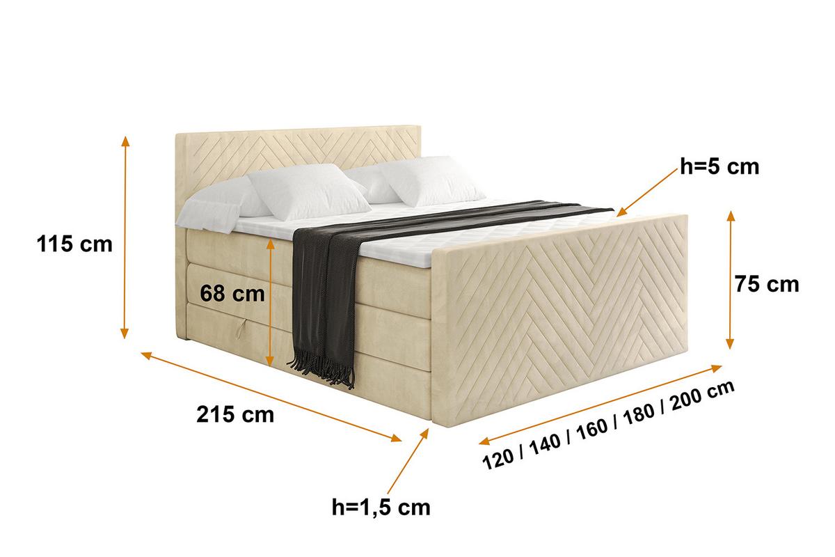BOXSPRINGBETT mit Matratze und Lattenrost - VEXA-Z KING-200x200 - Beige Monolith - Beige, Holzwerkstoff (200/200cm) - ALTDECOR