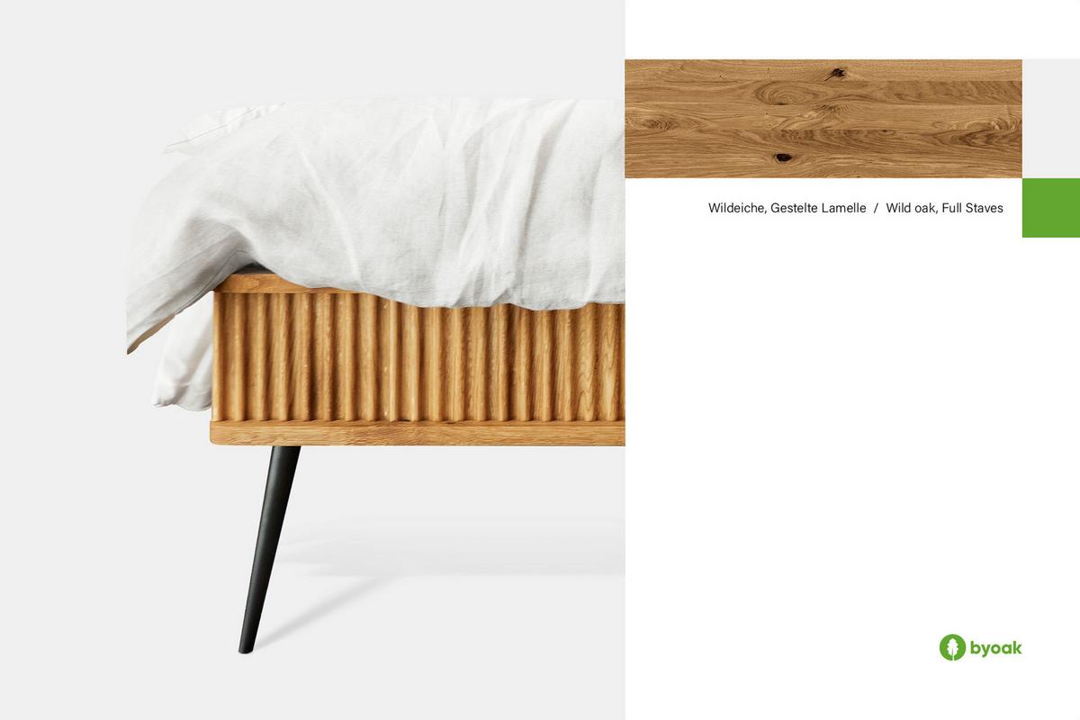 BETT LINA 1 120x220 Wildeiche - Wildeiche/Schwarz, Holz/Metall (120/220cm) - byoak