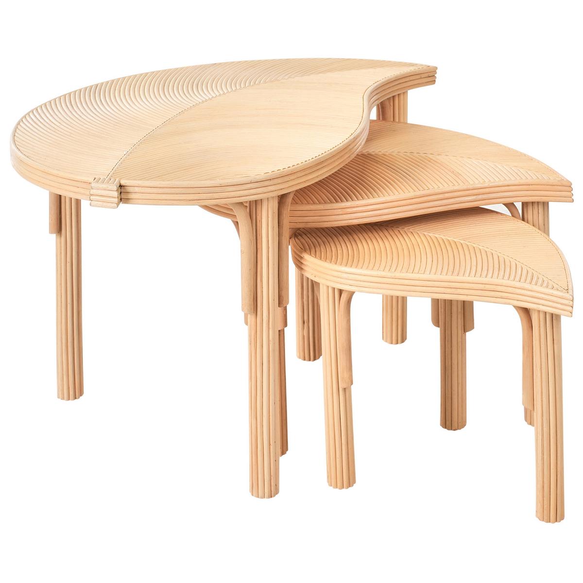 COUCHTISCH 3er-Set PARALIA Rattan Naturfarben - Naturfarben, Naturmaterialien (48/70/44cm) - Beliani