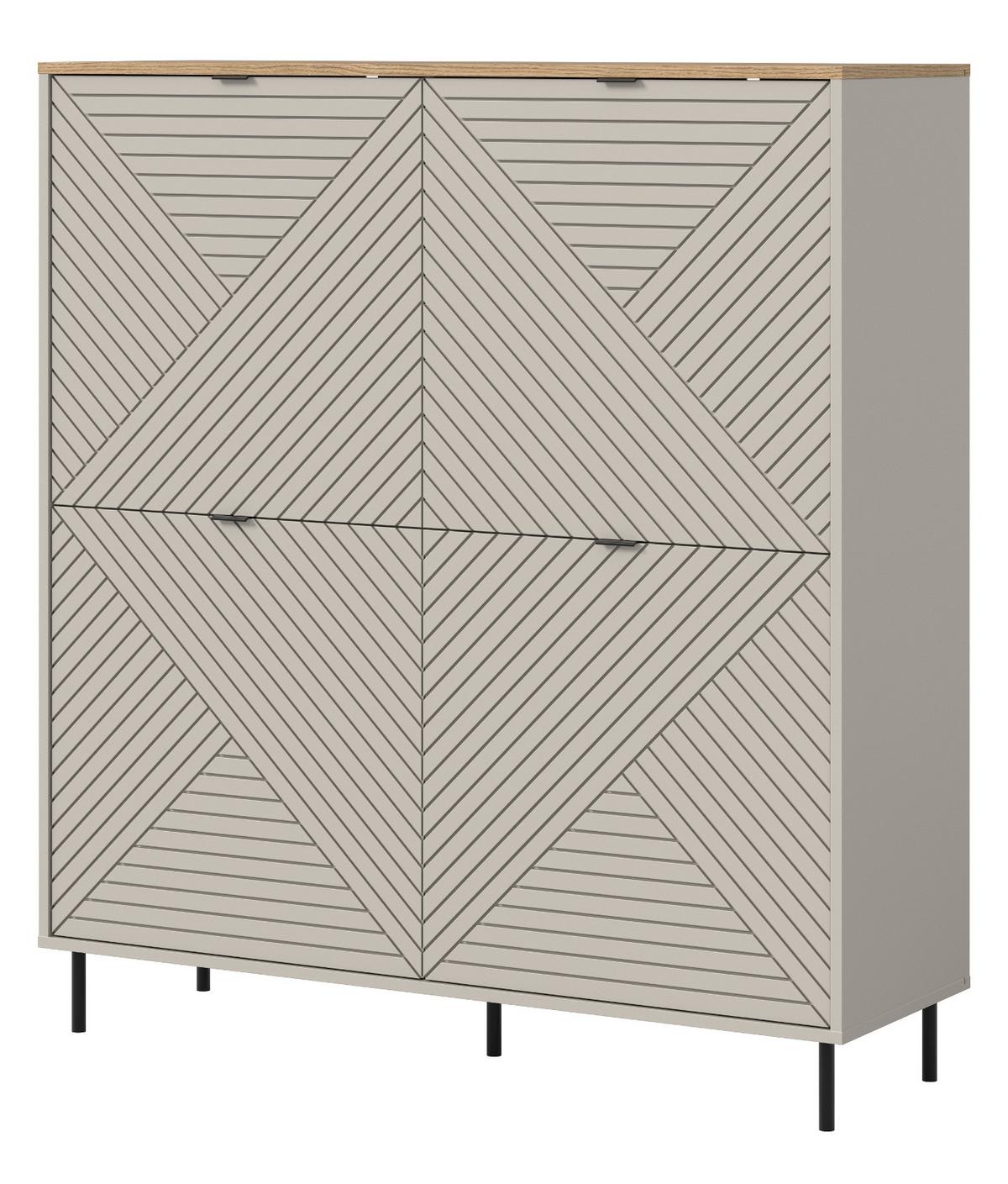 HIGHBOARD Kaschmir, Evoke Eiche 124 x 135 cm, Kommode in modernem Design - Kaschmir/Eichefarben, Holzwerkstoff/Metall (124/135/40cm) - Inn.Furn