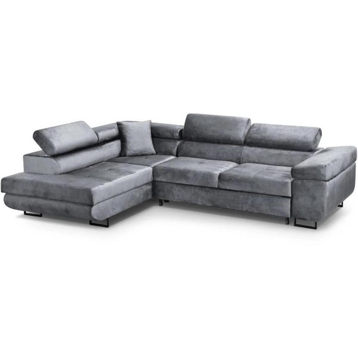 ECKSCHLAFSOFA Waldo verstellbaren Kopfstützen, Hellgrau, links - Hellgrau/Schwarz, Textil (275/203cm) - Beautysofa
