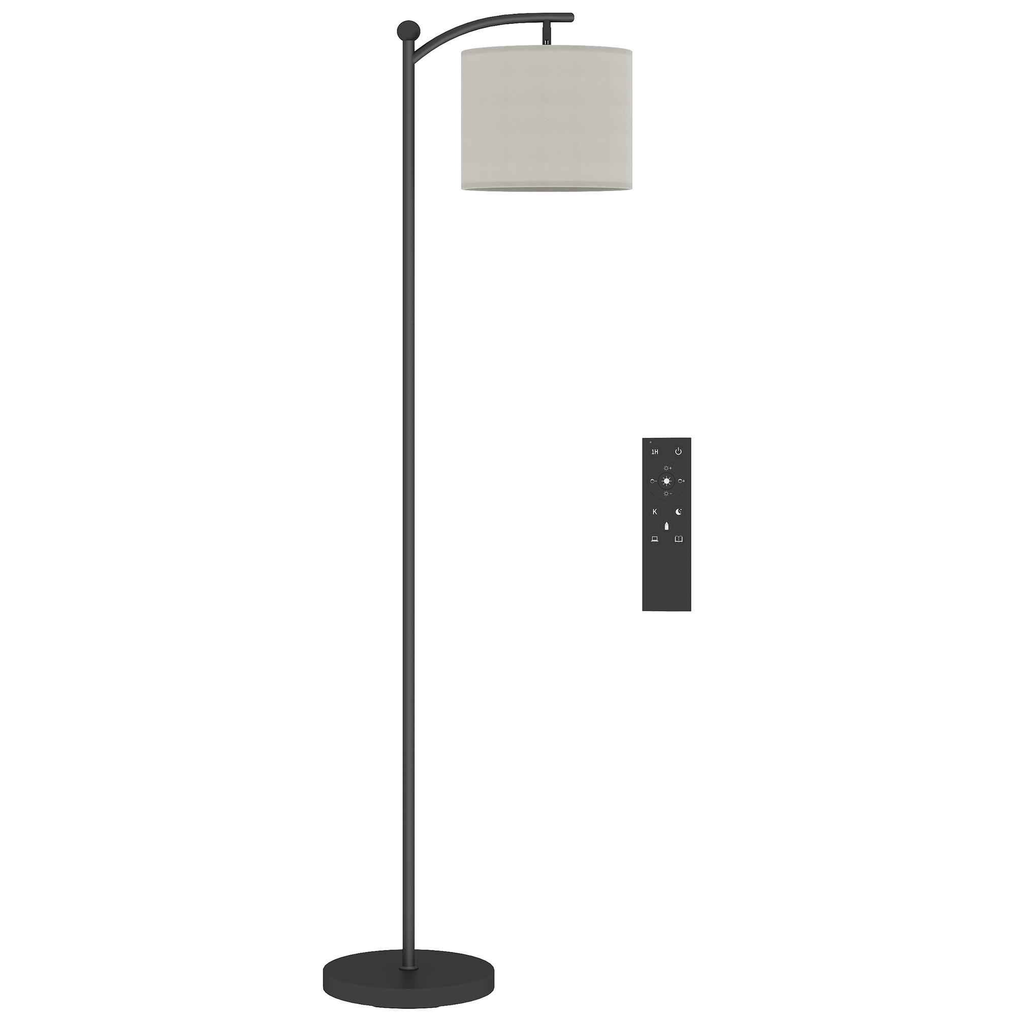 LED Stehlampe Stufenlos Dimmbar Stehleuchte mit Lampenschirm aus Stoff - Schwarz, Metall (54.3/30.6/159.6cm) - HOMCOM