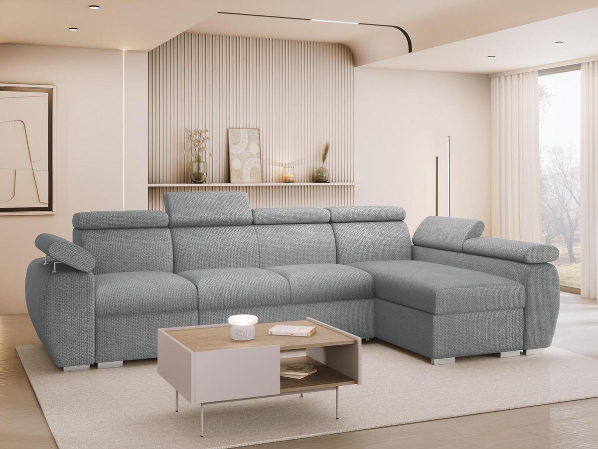 ECKSOFA Boston LCP, Seite: Rechts 1P(65)+2R+LCP - Dunkelgrau/Silberfarben, Holz/Textil (320/170cm) - MIRJAN24